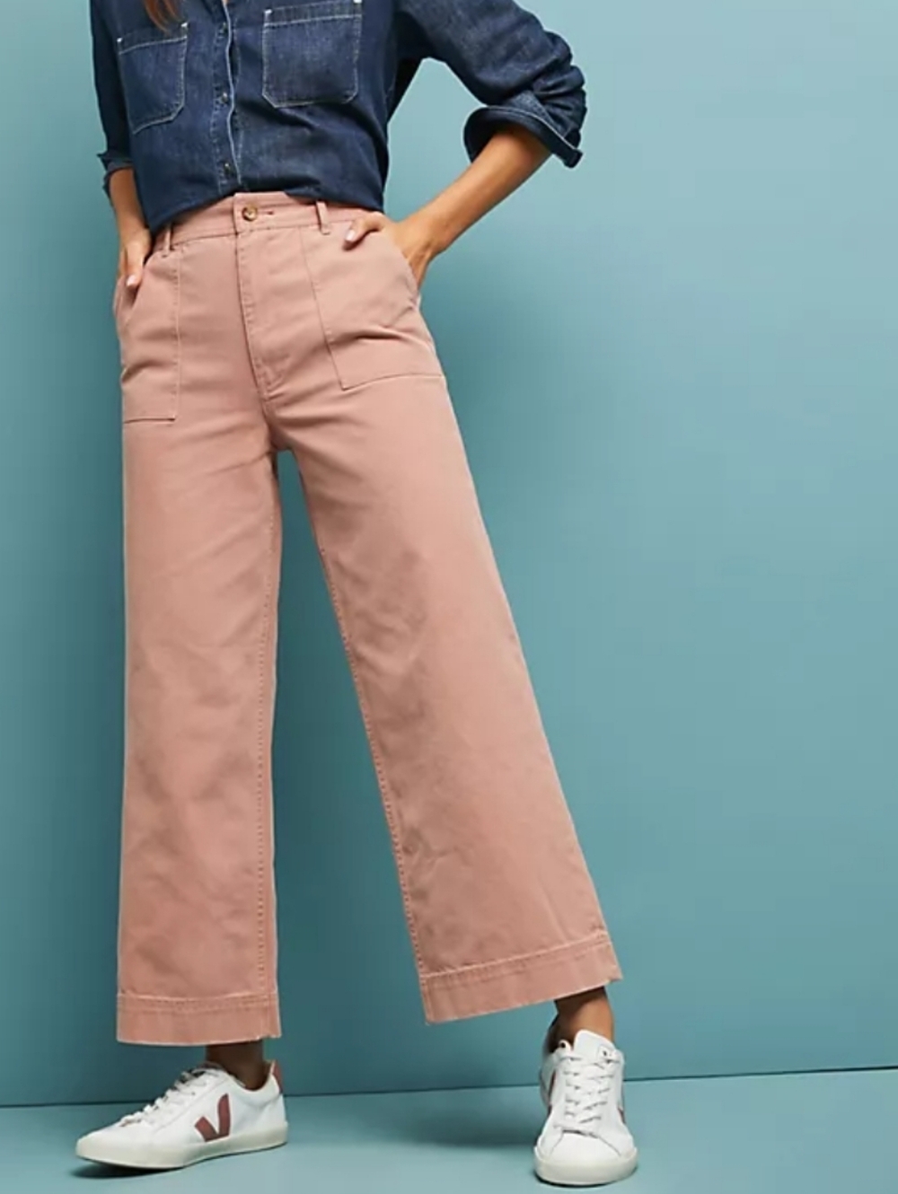 Frye Nadia Wide Leg High Rise Cropped Jeans in Dusty Pink  Preppy